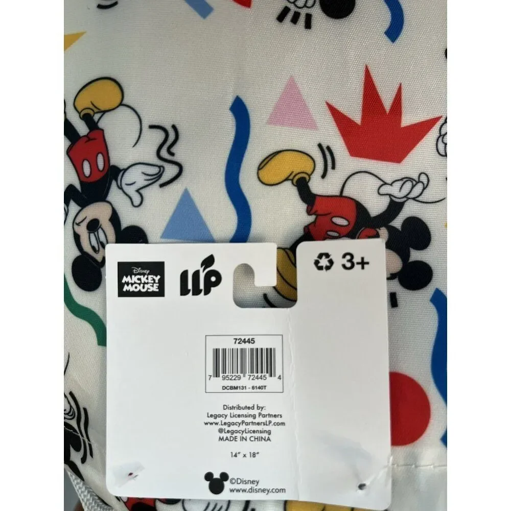Disney Mickey Mouse All Over Print Drawstring Backpack Bag 14x18 Sling Light NWT